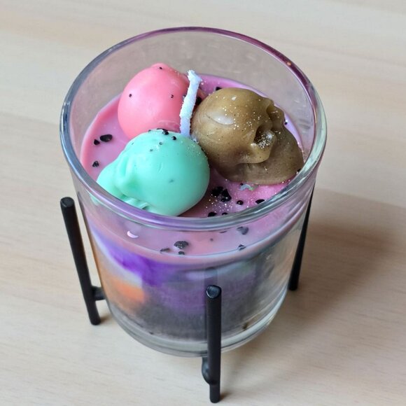 Skull Candle in Glass ✦ Vanilla Cherry Cheesecake ✦ Oatmeal Raisin ✦ Cinnamon - Picture 3 of 8